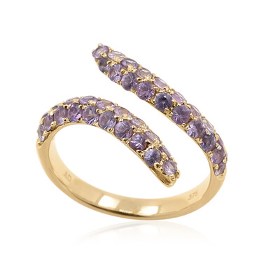 Nicht erhitzter Purpurfarbener Ceylon-Saphir-Goldring