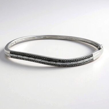 Schwarzer Diamant-Silberarmreif
