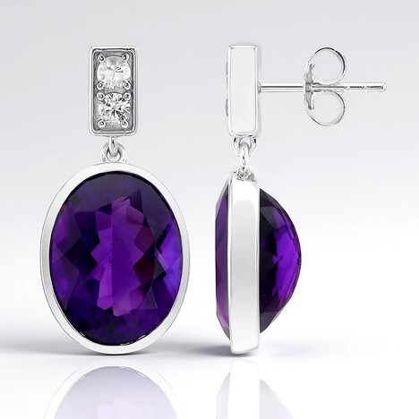 Boucles d'oreilles en argent et Améthyste de Zambie