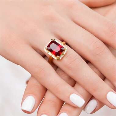 Zilveren ring met een hessoniet granaat (Adela Silber)