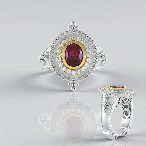 Anello in argento con Granato Malawi (Dallas Prince Designs)