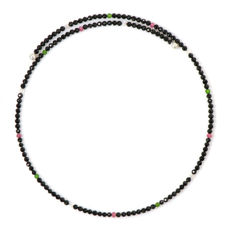 Stalen halsband met Russische diopsiedstenen (Riya)