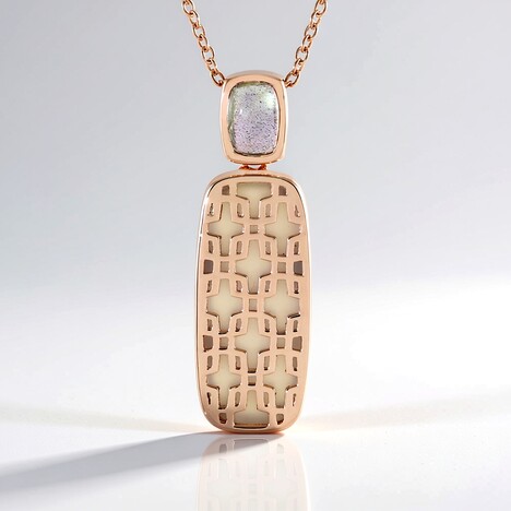 Collana in argento con Calcedonio Bianco (KM by Juwelo)