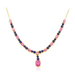 Zilveren halsketting met een Madagaskar Roze Saffier