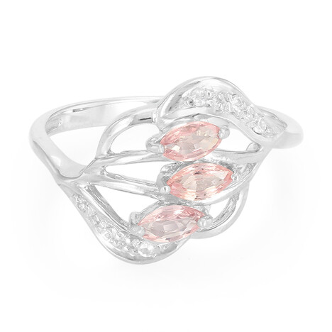 Zilveren ring met Padparadscha saffieren
