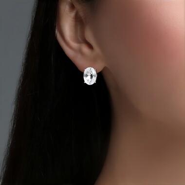 Pendientes en plata con Topacio blanco
