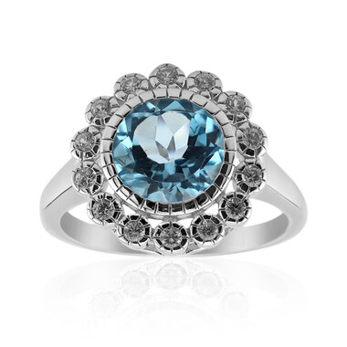 Anillo en plata con Topacio azul cielo