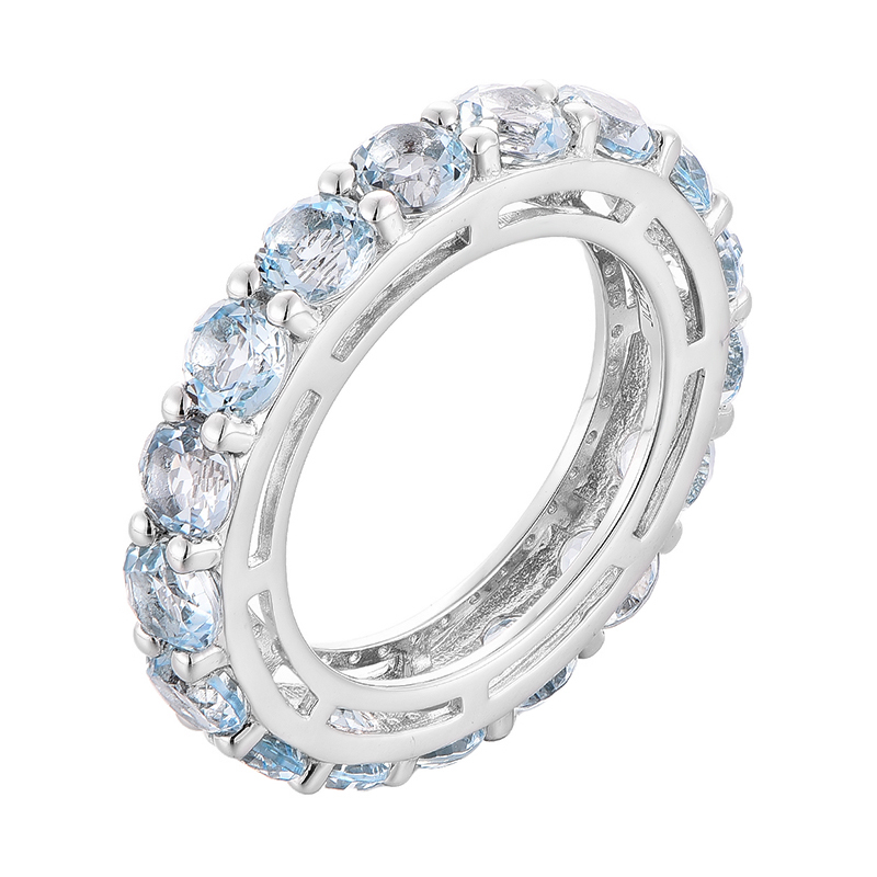 Anello in argento sterling con topazio azzurro, design moderno