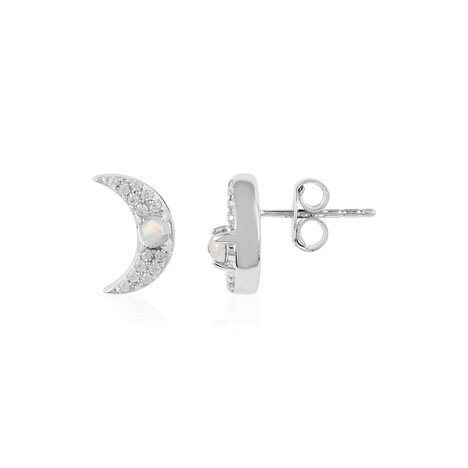 Regenbogen-Mondstein-Silberohrringe