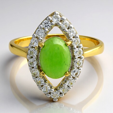 Anello placcato in oro con Crisoprasio Imperiale