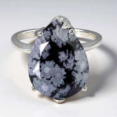 Anillo en plata con Obsidiana Copo de Nieve