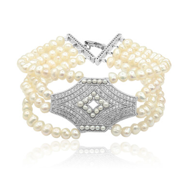 Süßwasserzuchtperlen-Silberarmband
