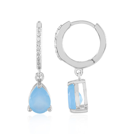 Blauer Chalzedon-Silberohrringe