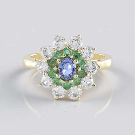 Bague en or et Saphir bleu de Ceylan non chauffé (Adela Gold)