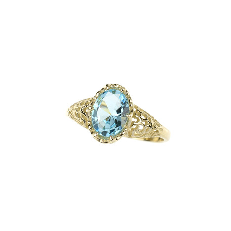 Himmelblauer Topas-Goldring (dagen)