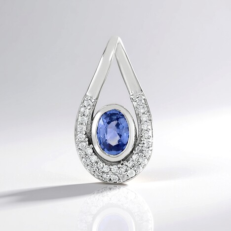 Ciondolo in argento con Zaffiro Ceylon Blu