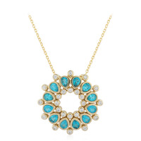 Neonblauer Apatit-Silbercollier (de Melo)