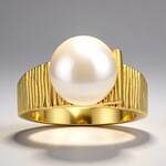 Bague en or et Perle blanche des mers du sud (Michelle Albala)