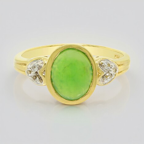 Anello placcato in oro con Crisoprasio Imperiale
