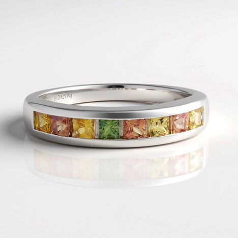 Anello in argento con Zaffiro Fancy