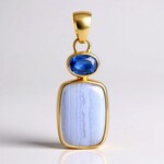 Pendentif en argent et Agate zonée bleue (Bali Barong)