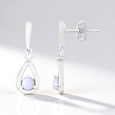 Australian Opal Silver Earrings