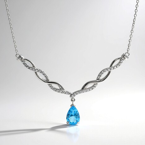 Collana in argento con Topazio Blu Svizzero