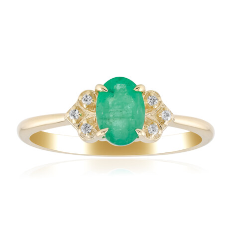 Anillo en oro con Esmeralda de Zambia