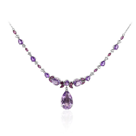 Zilveren halsketting met een lavendel amethist