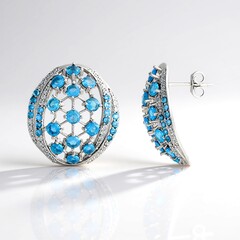 Orecchini in argento con Apatite Blu Neon