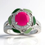Zilveren ring met een framboos chalcedoon (SAELOCANA)