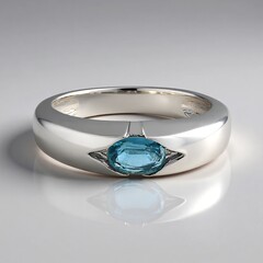 Anello in argento con Cianite Blu Foglia di Tè