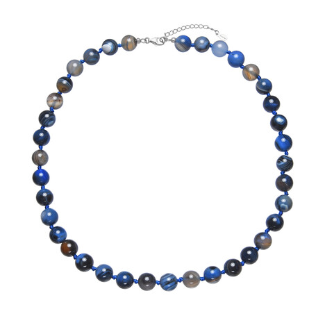 Mongolischer Achat-Silberhalskette