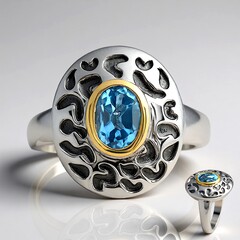 Anello in argento con Topazio Blu Svizzero (Remy Rotenier)