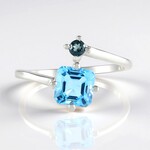 Anello in argento con Topazio Blu Svizzero