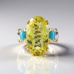 Anello in argento con Quarzo Ouro Verde (Gems en Vogue)