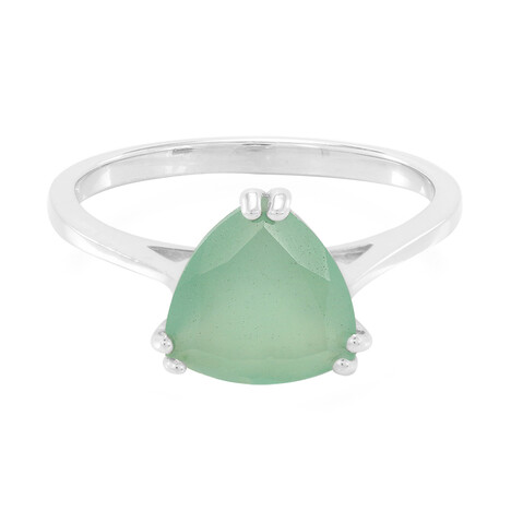 Anillo en plata con Calcedonia verde