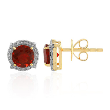 Roter Tibetanit-Goldohrringe