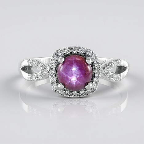 Bague en argent et Rubis étoilé