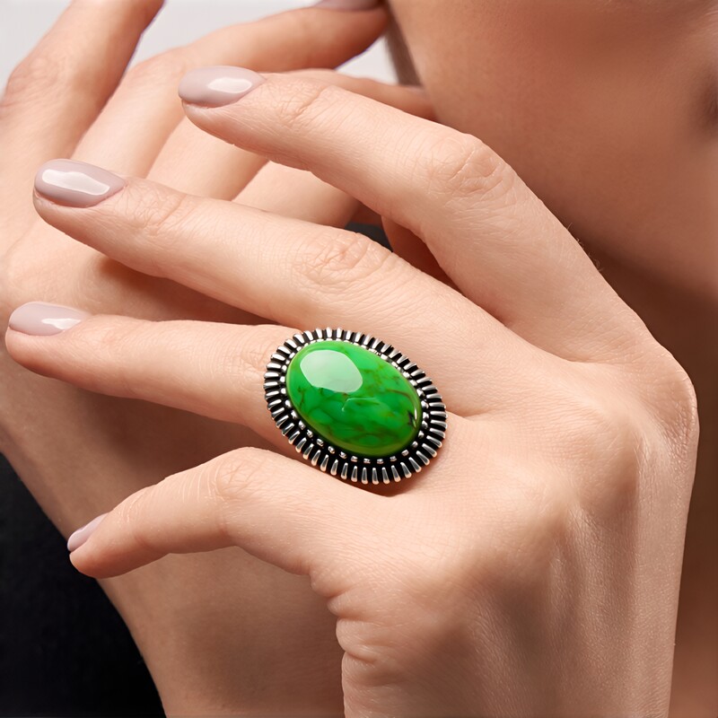 Grüner Kingman Mohave-Türkis-Silberring (Jones Lee)