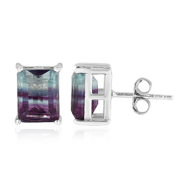 Boucles d'oreilles en argent et Fluorite multicolore