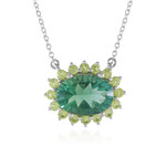 Zilveren halsketting met een Groene Fluoriet