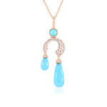 Zilveren halsketting met een Blauwe chalcedoon (KM by Juwelo)