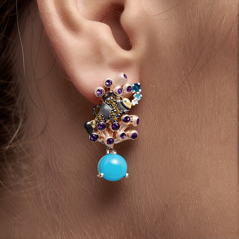 Blue Ethiopian Opal Silver Earrings (Gems en Vogue)