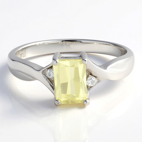 Anello placcato in platino con Kunzite Canarino