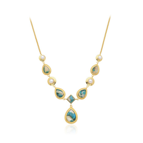 Collar en plata con Turquesa mosaico