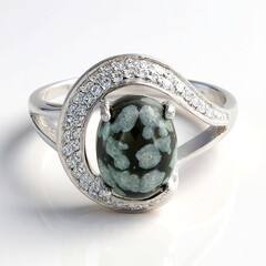 Anello in argento con Ossidiana Fiocco di Neve