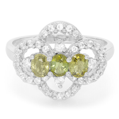 Anello placcato in platino con Tormalina Cuprian