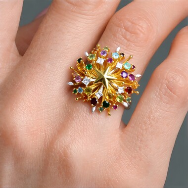 Zilveren ring met citrienstenen (Gems en Vogue)