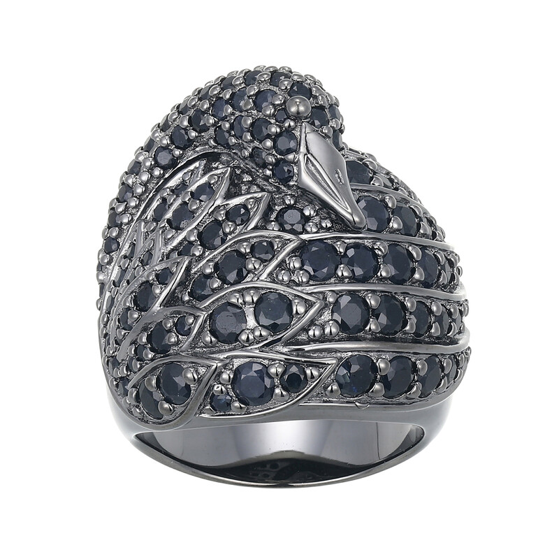 Zafiro negro Anillo de plata de ley